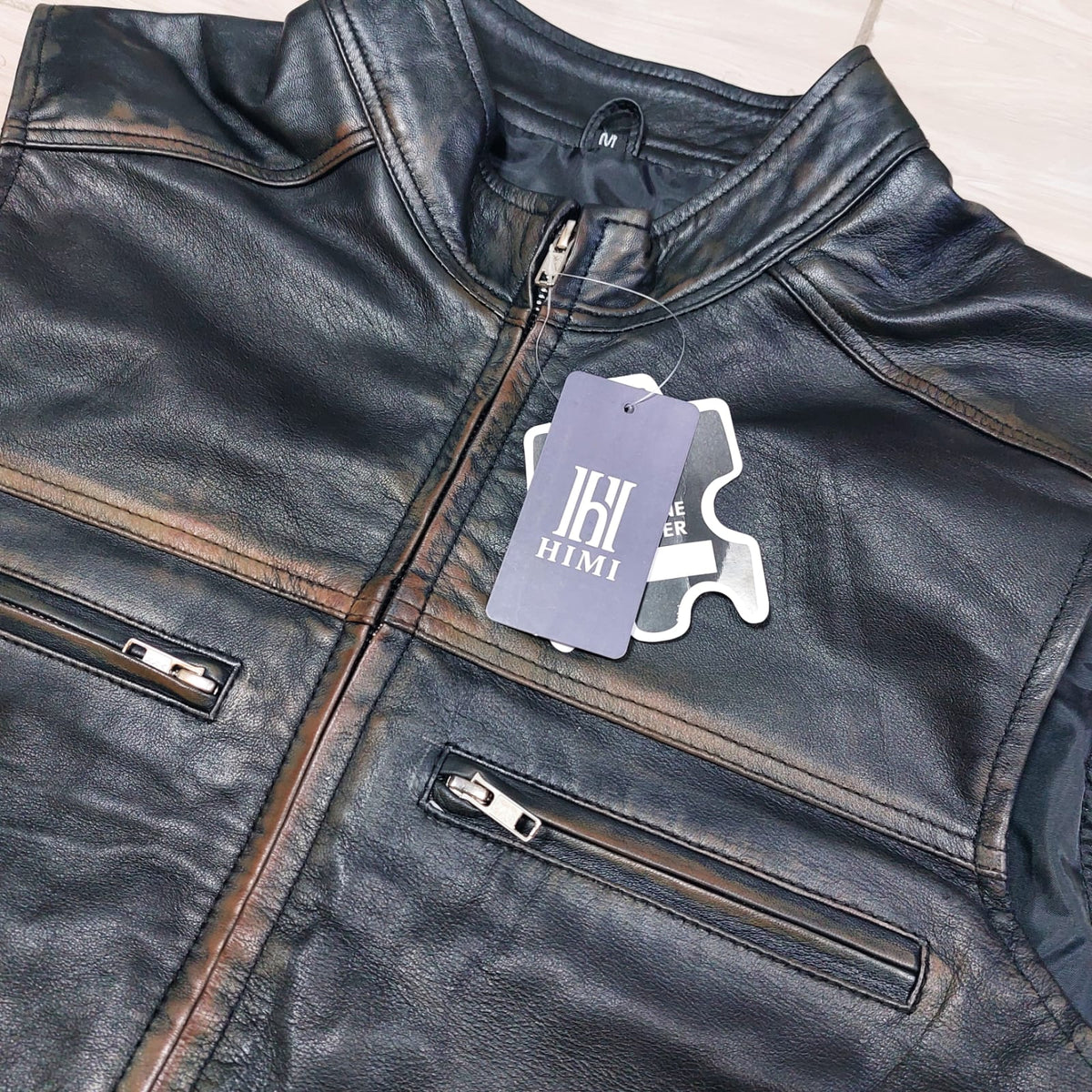 Distressed Genuine Leather Motorcycle vest