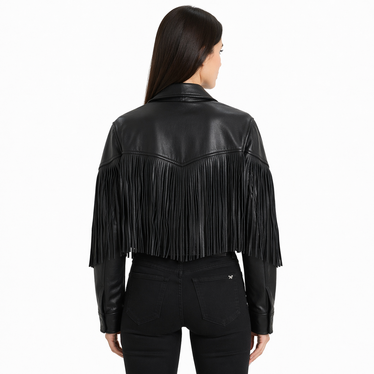 Women’s Black Fringe Leather Jacket