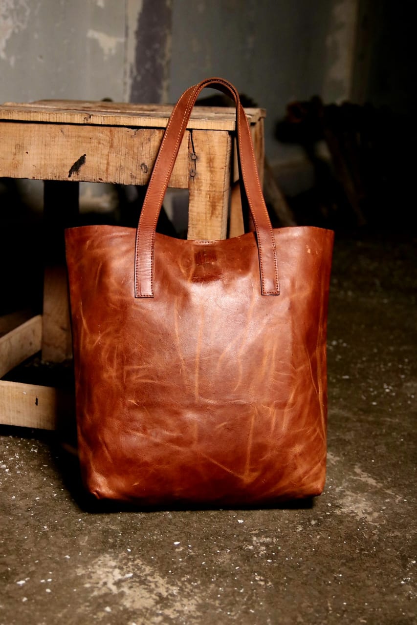 Ladies leather Tote bag, luggage shopping bag