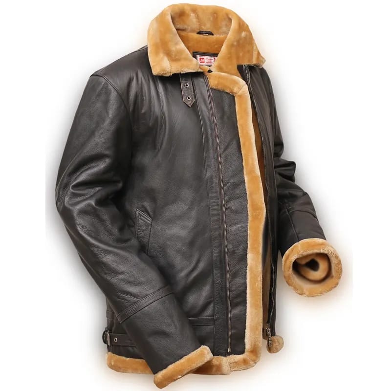 Flight Aviator Brown Shearling Leather Jacket