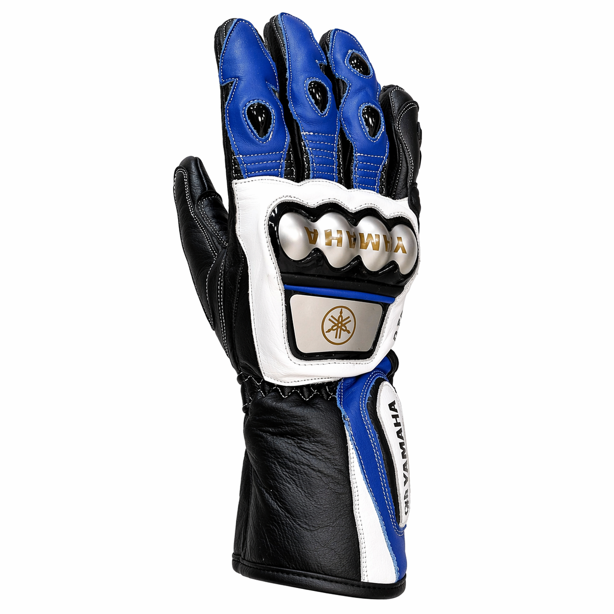 Yamaha Blue Leather Motorcycle Racing Gloves