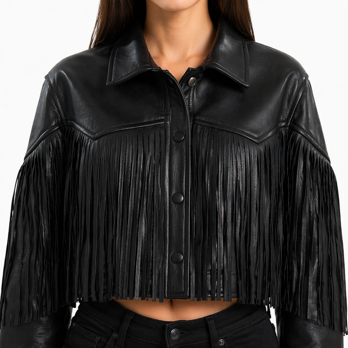Women’s Black Fringe Leather Jacket