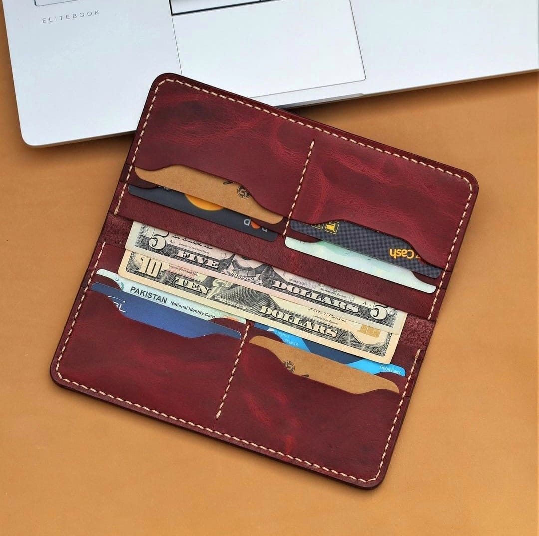 Long Leather Handmade Wallet, card organizer