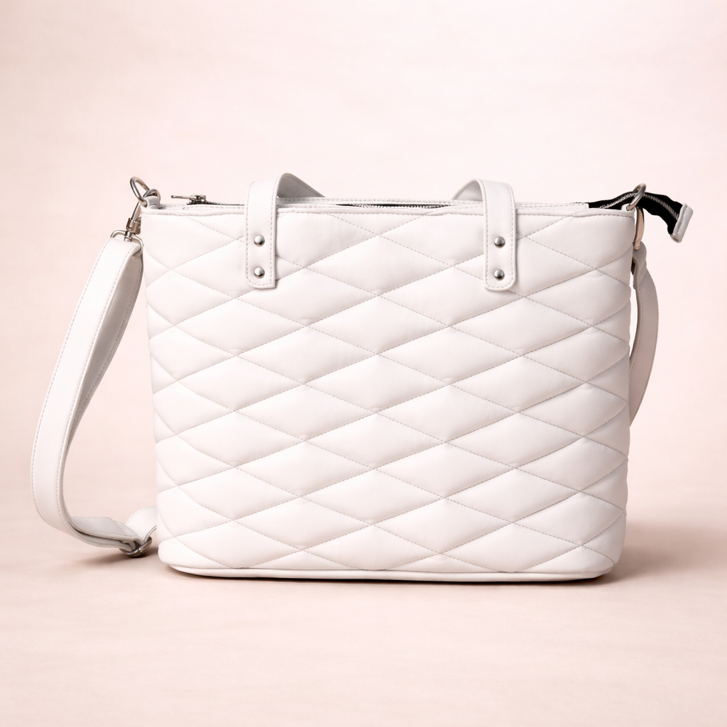 Diamond Cut Shape Leather Tote Bag for Women