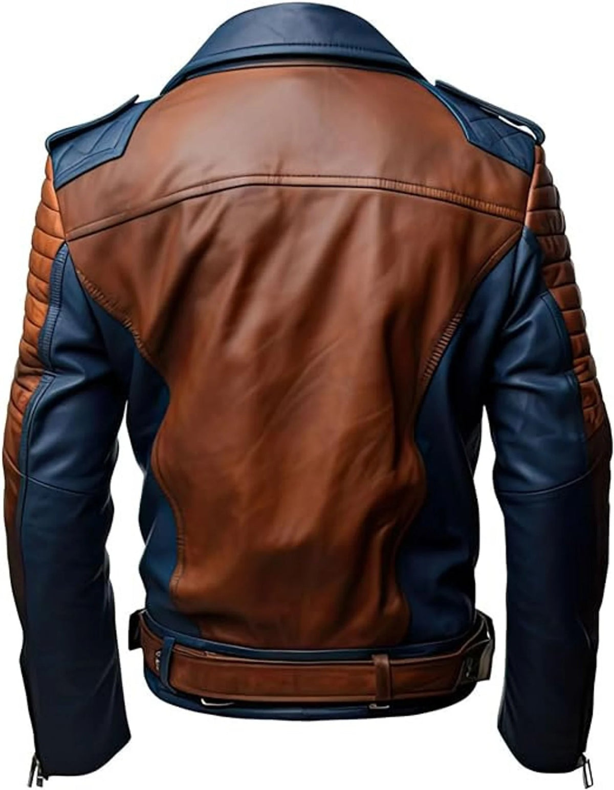 Men&#39;s Blue and Brown Jacket,  premium leather jacket