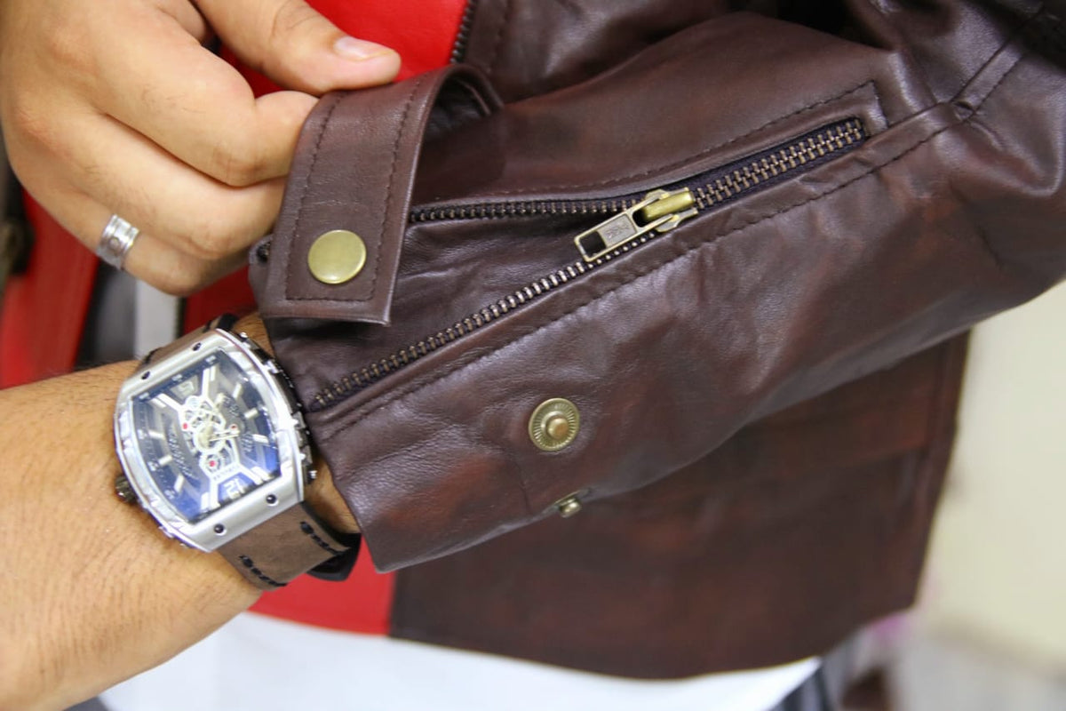 jason todd brown and red Bat leather jacket for men