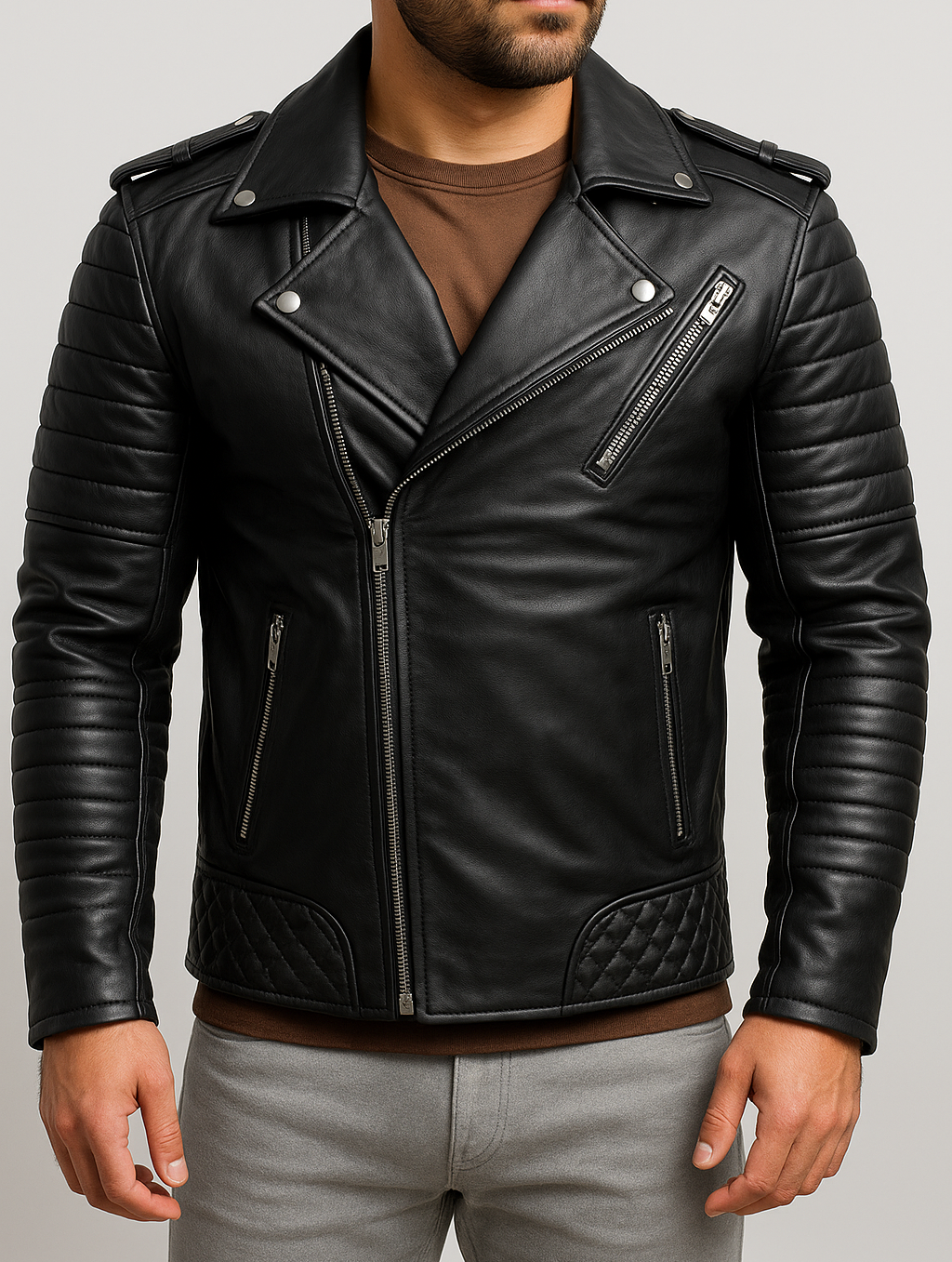Men&#39;s biker Leather Jacket, lambskin original leather jackets