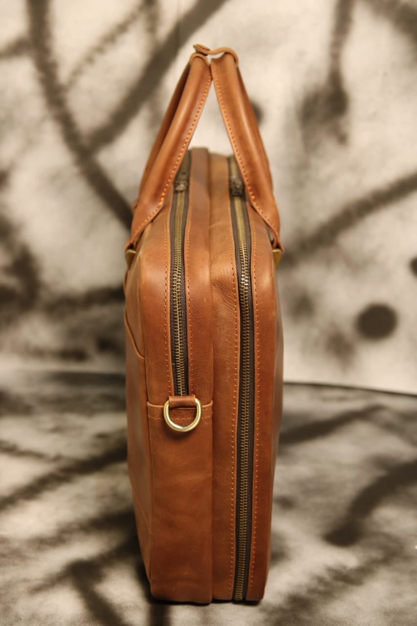 Men&#39;s leather laptop briefcase organizer bag
