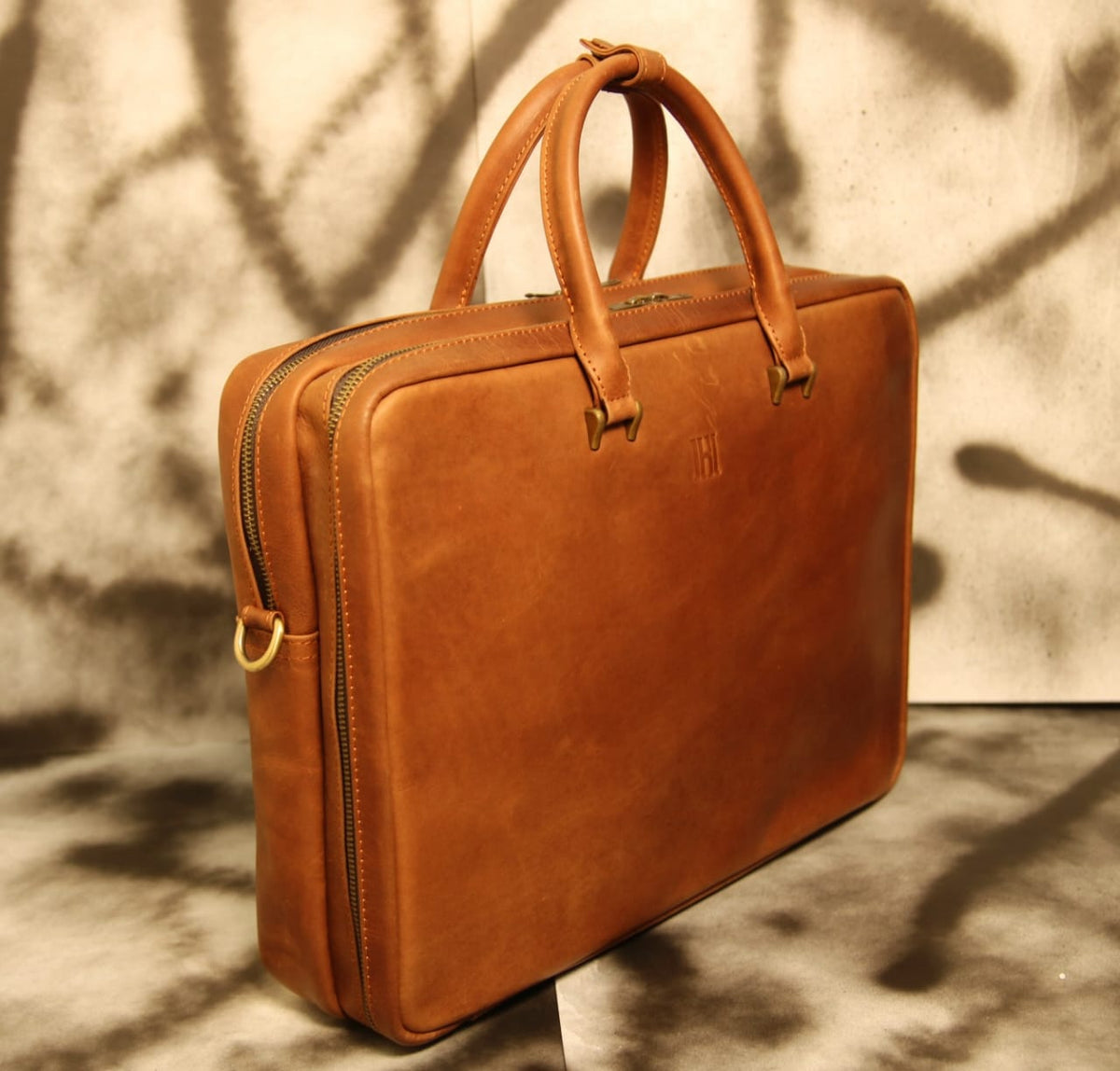 Men&#39;s leather laptop briefcase organizer bag