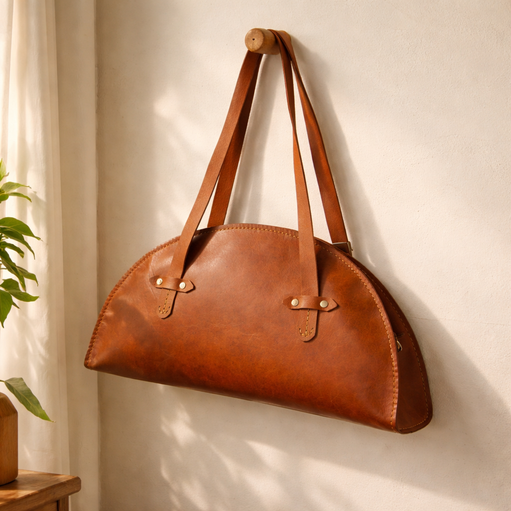 Half-moon Handmade Ladies leather hand bag