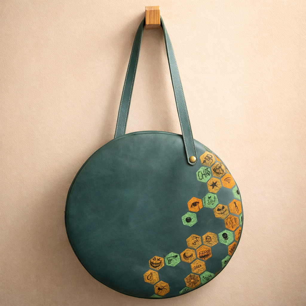 Round Shape Ladies Leather Handbag — Halloween Leather Tote Bag