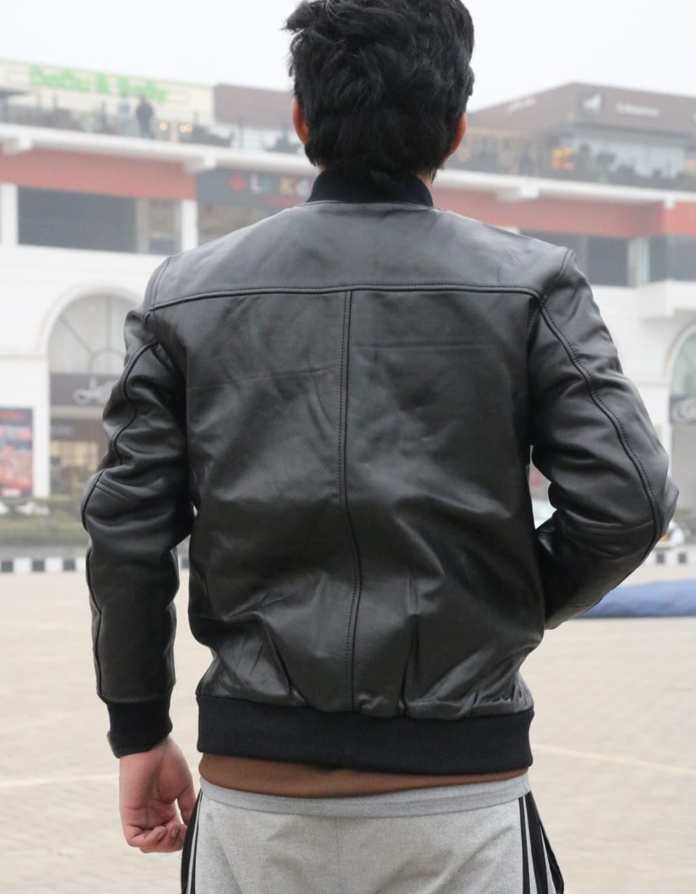Black slim leather jacket for men&#39;s