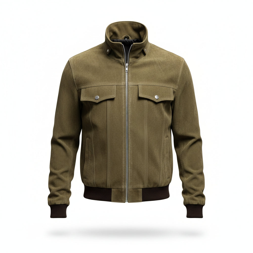 Men's Premium Green Suede Leather Jacket