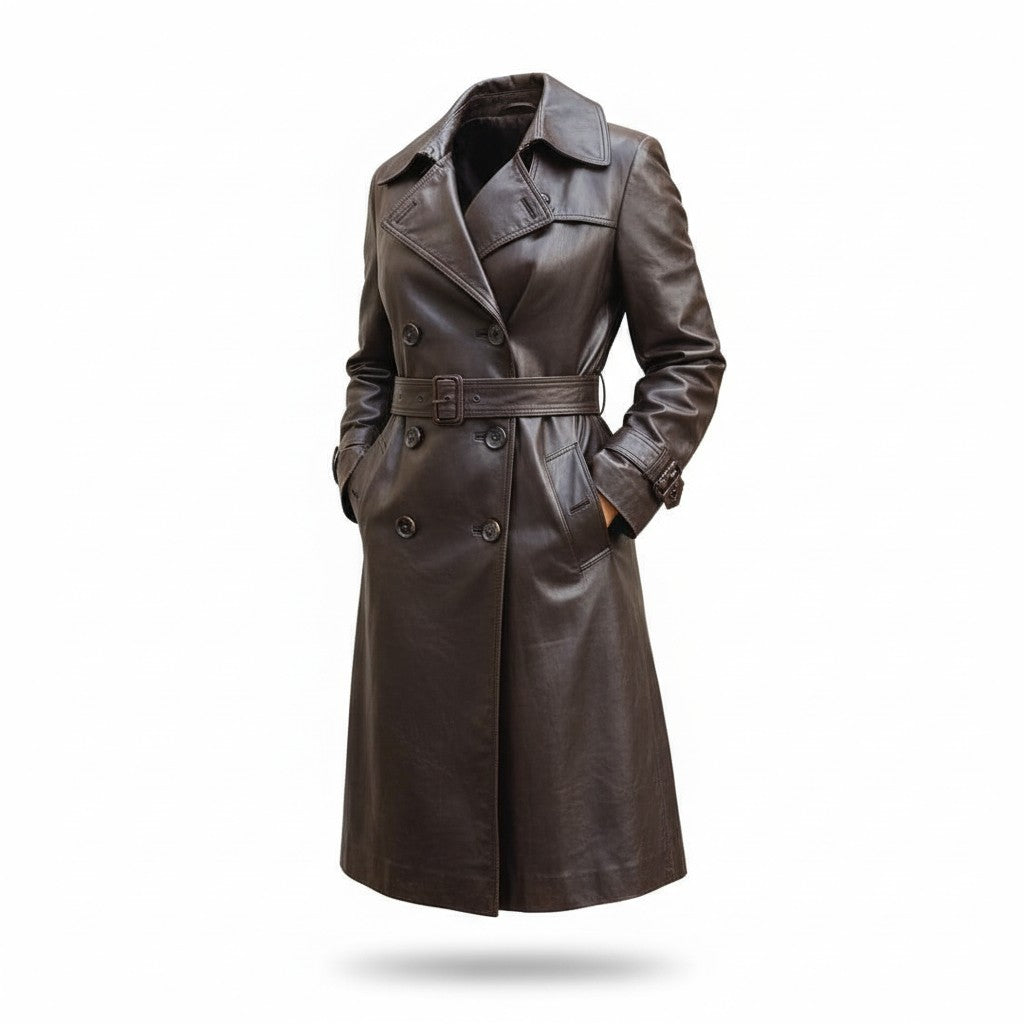 Double Breasted Premium Leather Coats for women