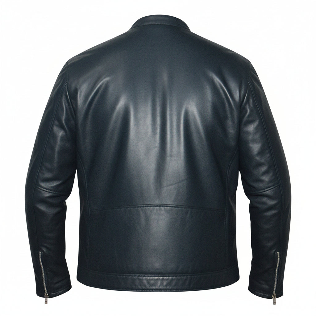 Racing Line Blue Leather Jacket for Men's