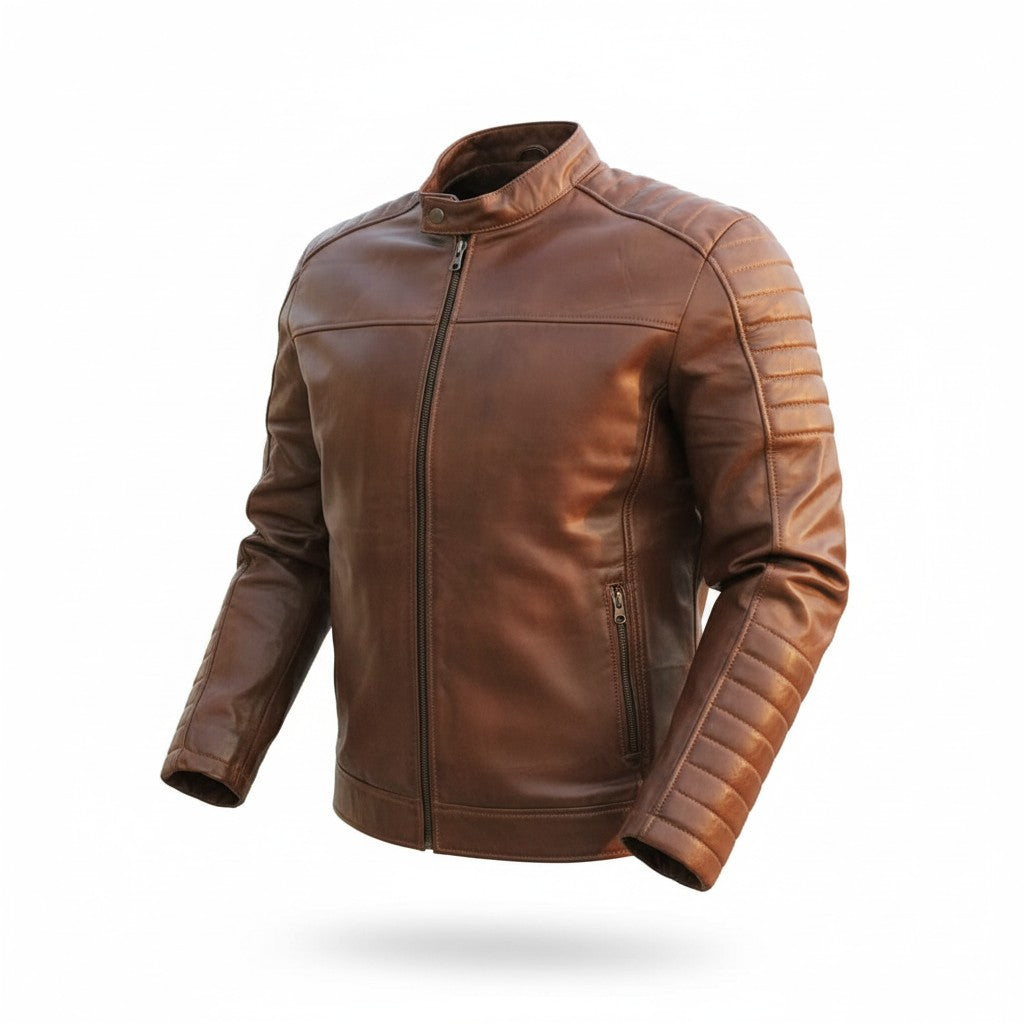 Men's Quilted Biker Leather Jacket