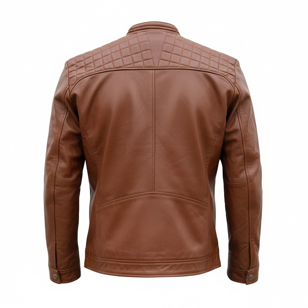Classic Brown Biker Jacket | Men's Genuine Leather Jacket