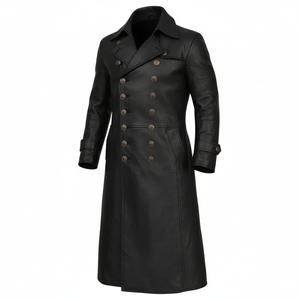 Long leather pirate coat for men's