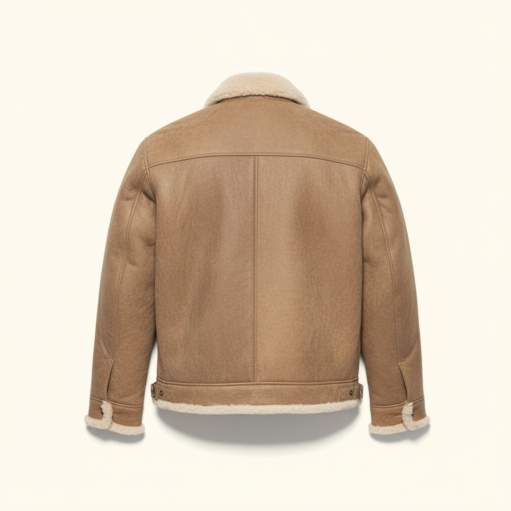 Shearling Suede Leather Bomber Jacket