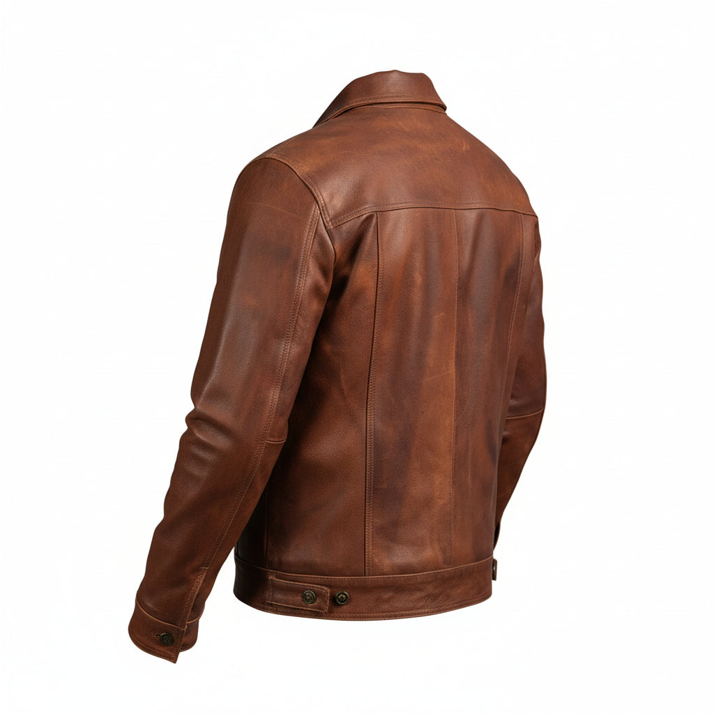 Driggs Tan Leather Biker Jacket for men’s