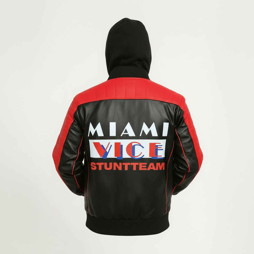 Miami Vice Stunt Leather Bomber Jacket