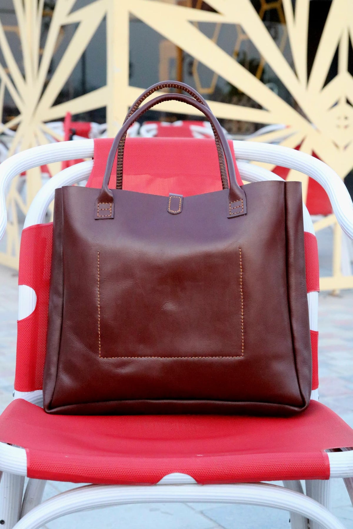 Ladies leather tote bag, women's handbag