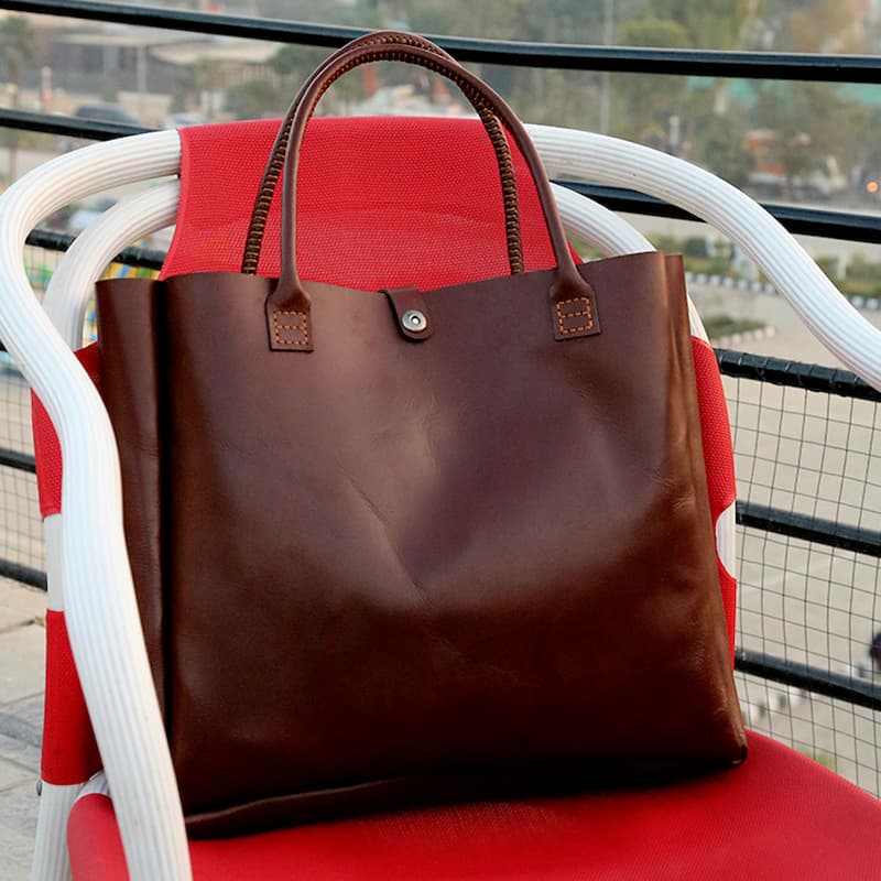 Ladies leather tote bag, women's handbag