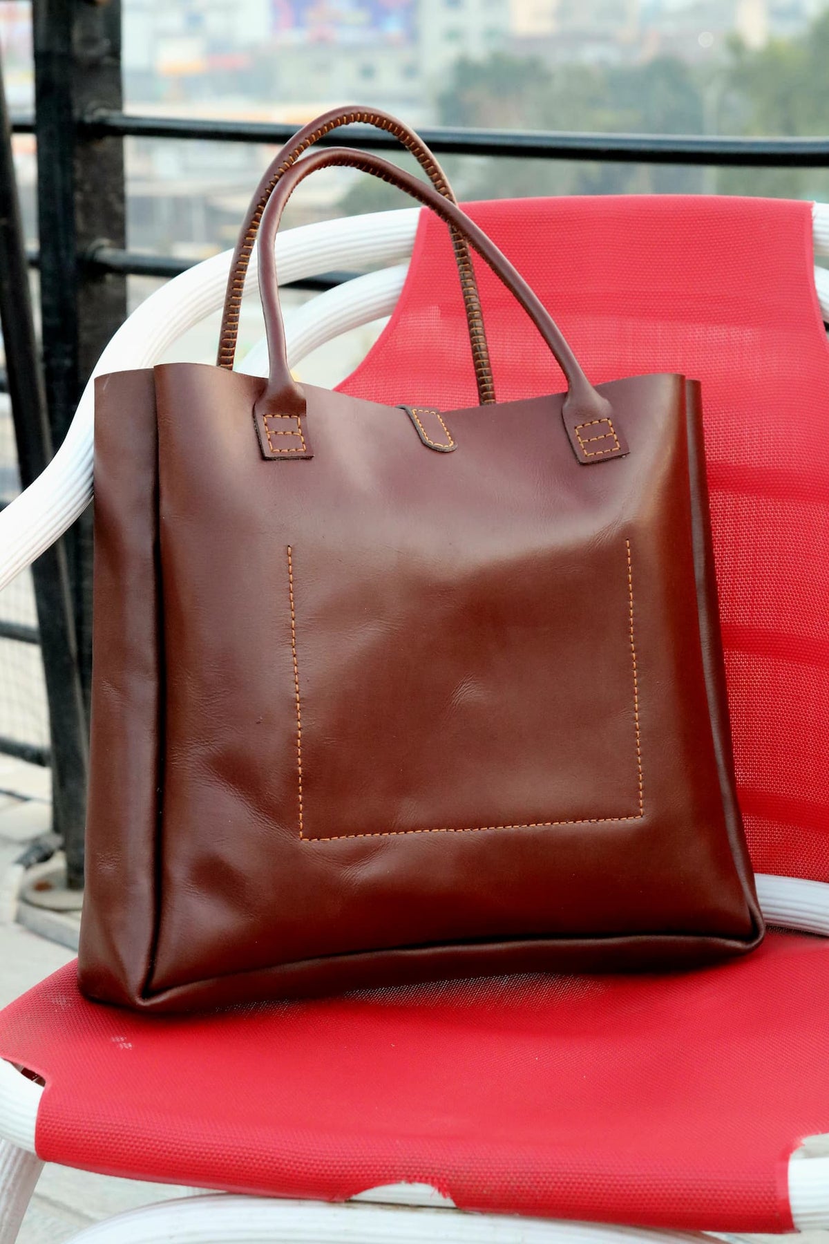 Ladies leather tote bag, women's handbag