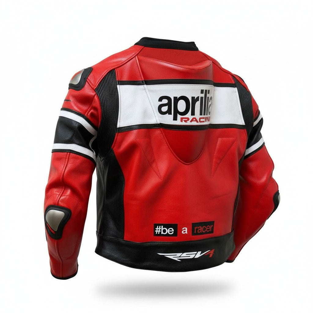 Aprilia branded motorcycle leather racing jacket