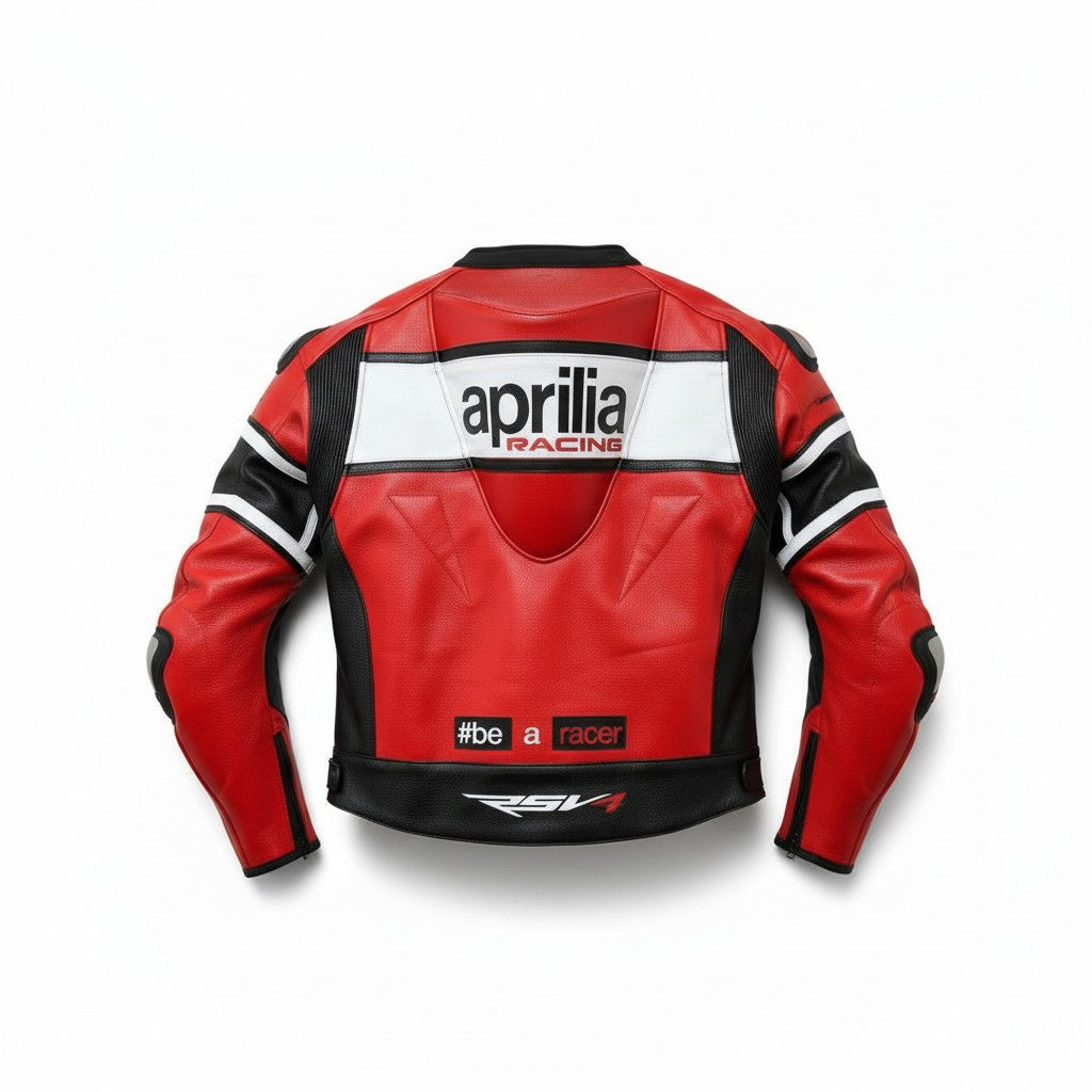 Aprilia branded motorcycle leather racing jacket