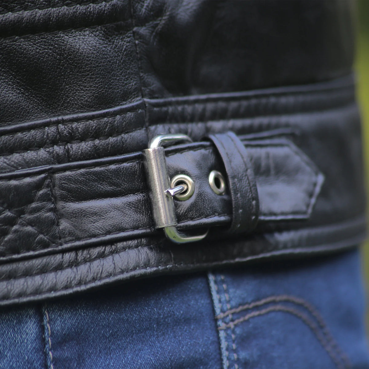 Black Leather Biker Vest for men