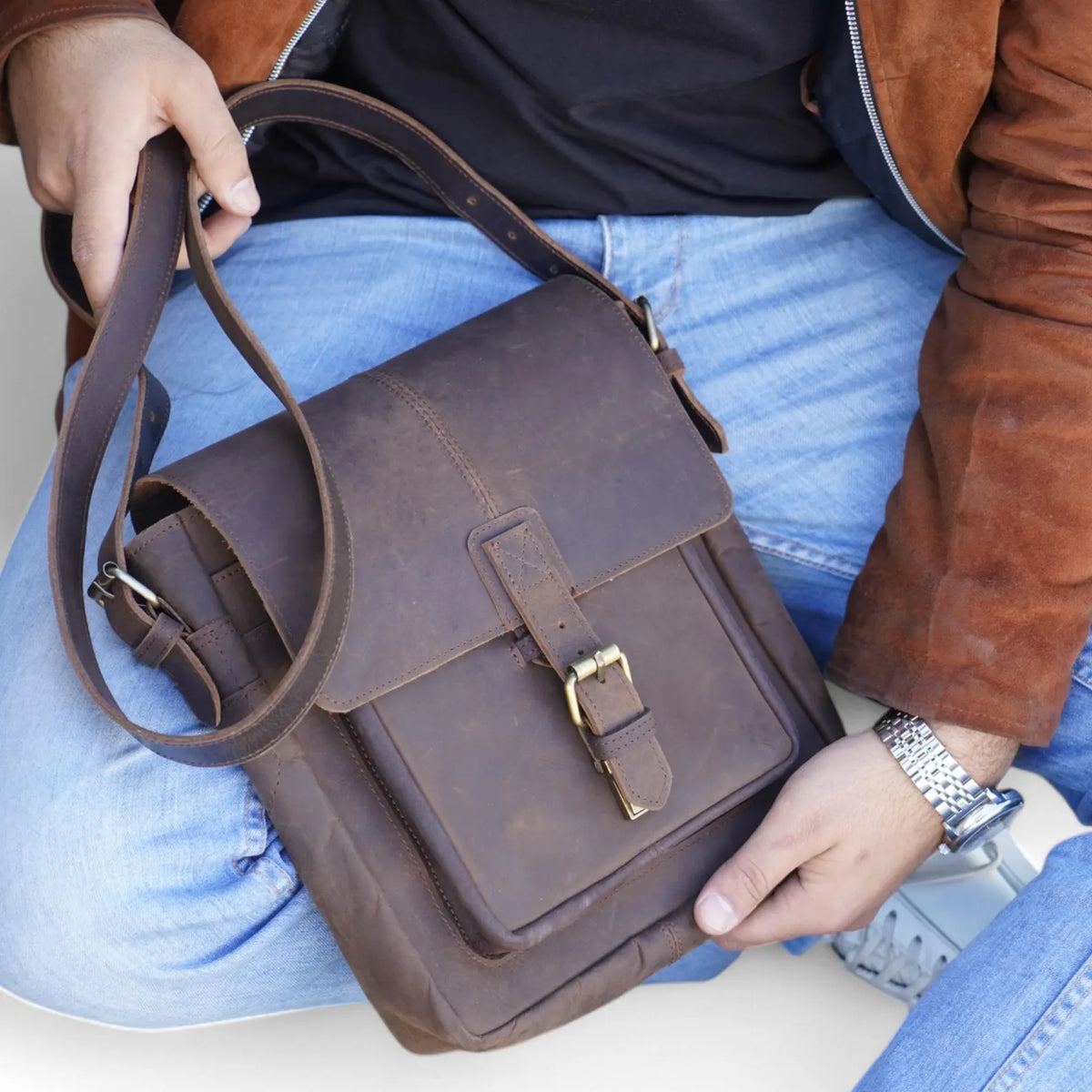 Leather Crossbody Satchel bag for travel