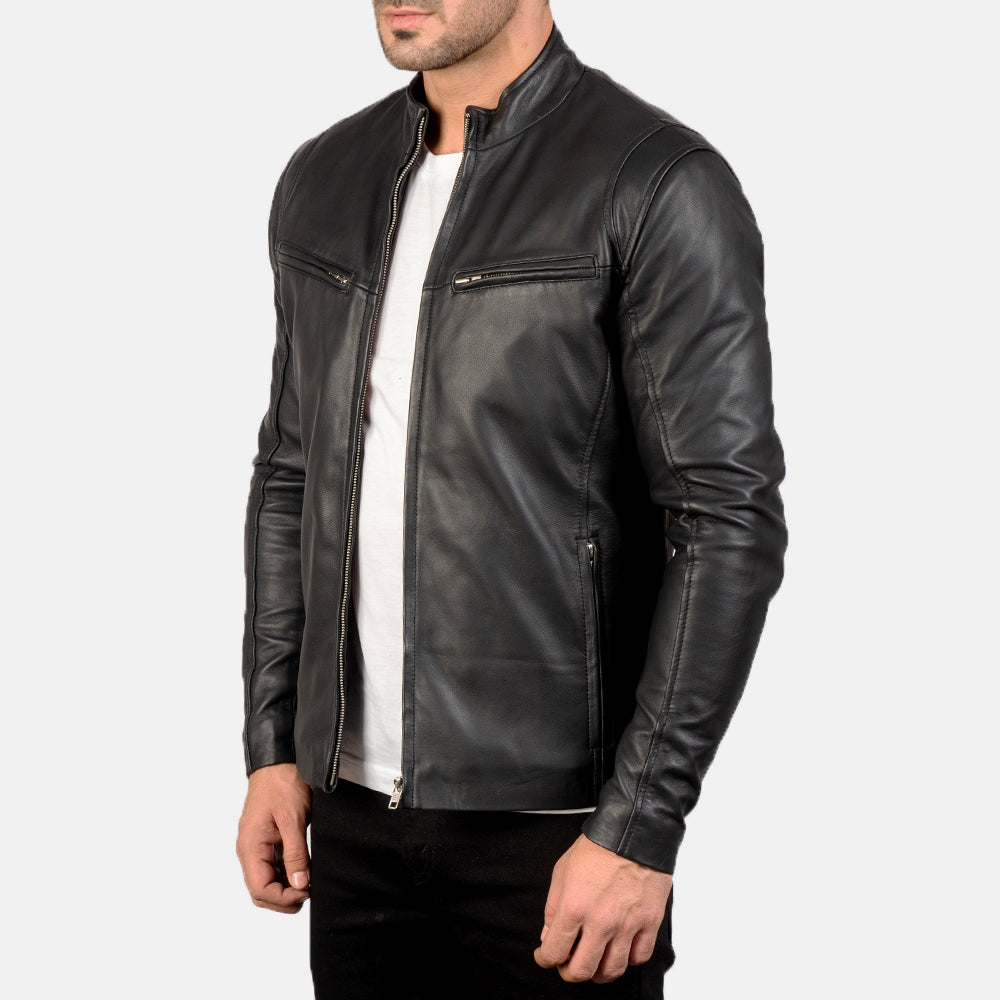 Ionic Black Leather Jacket for men&#39;s