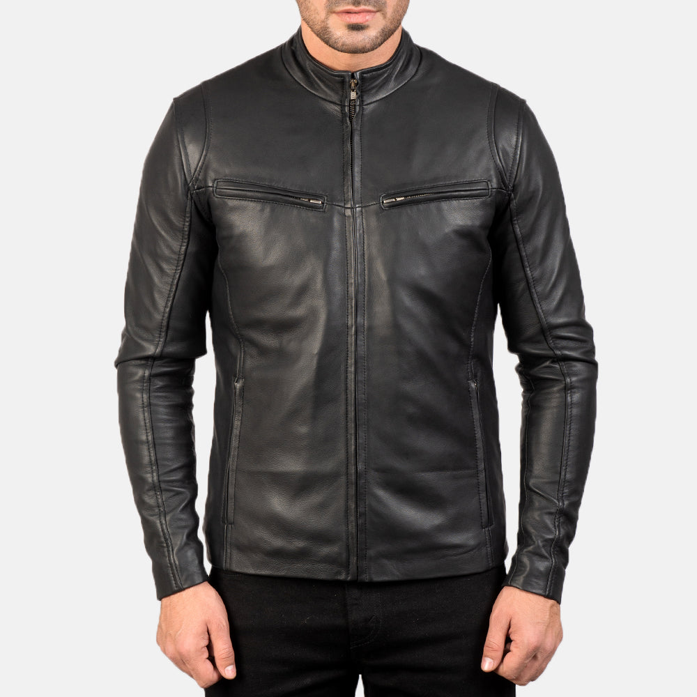 Ionic Black Leather Jacket for men&#39;s