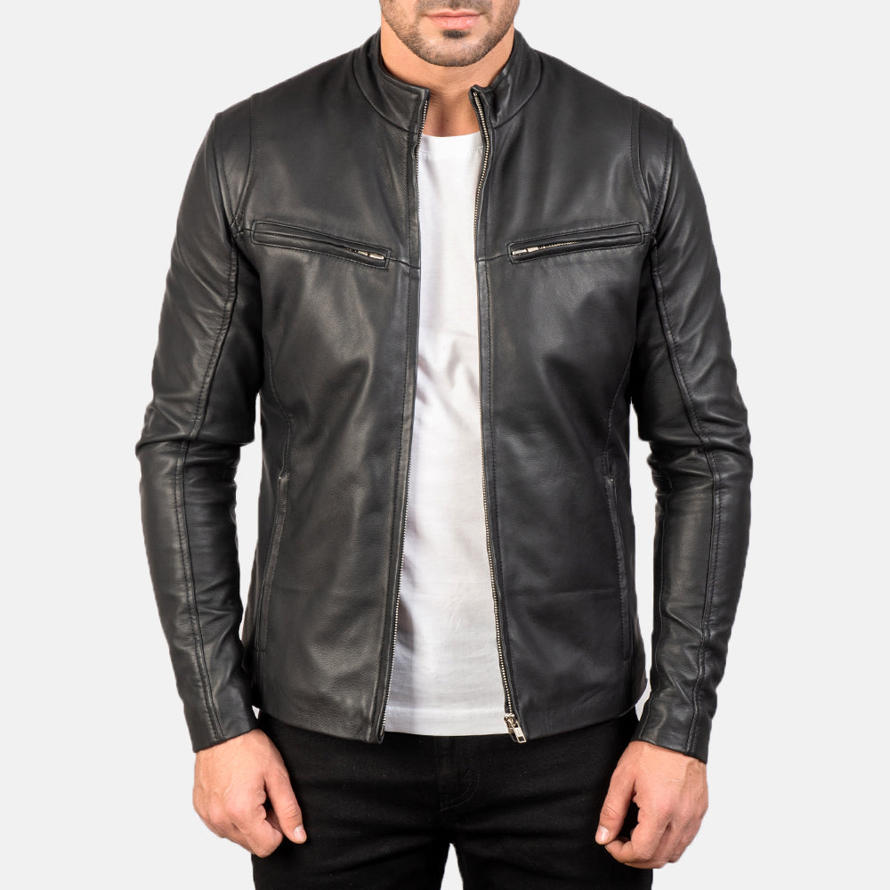 Ionic Black Leather Jacket for men&#39;s