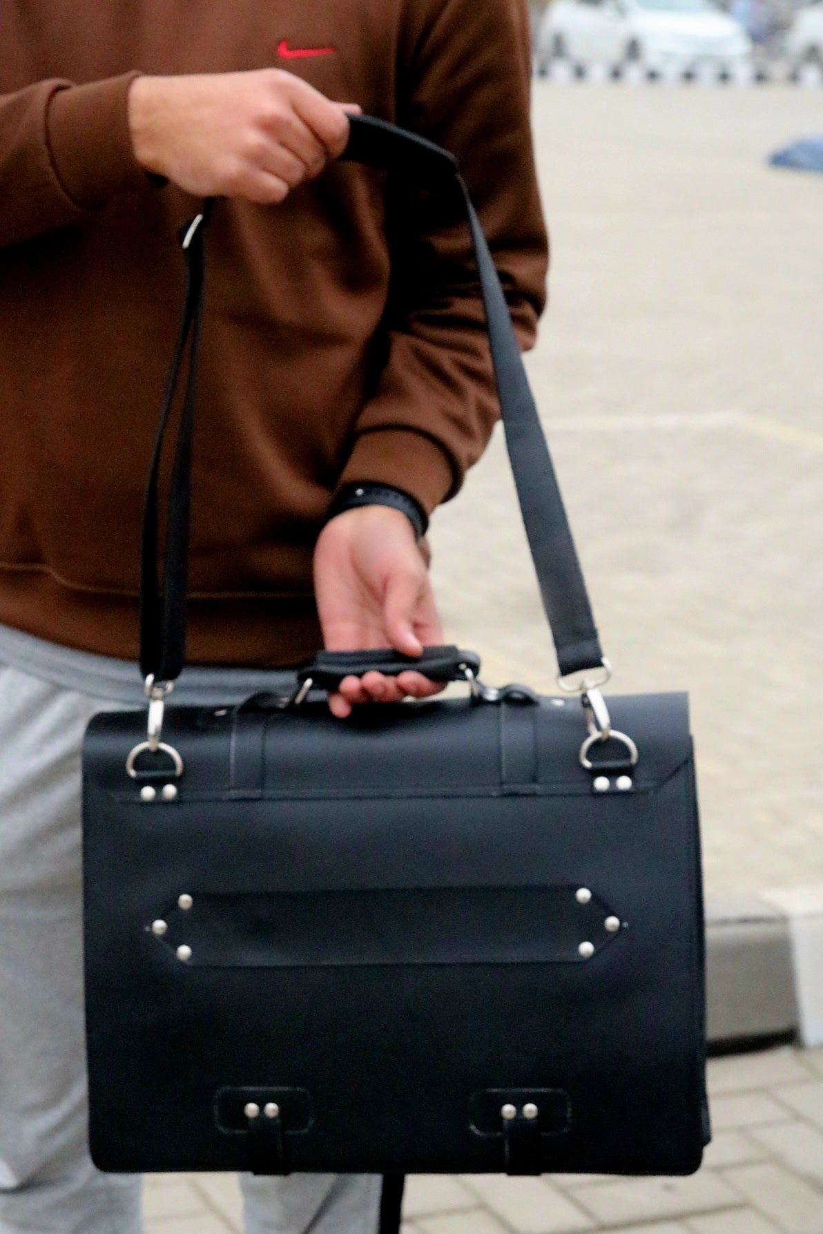 Mens Black Leather Briefcase | Black