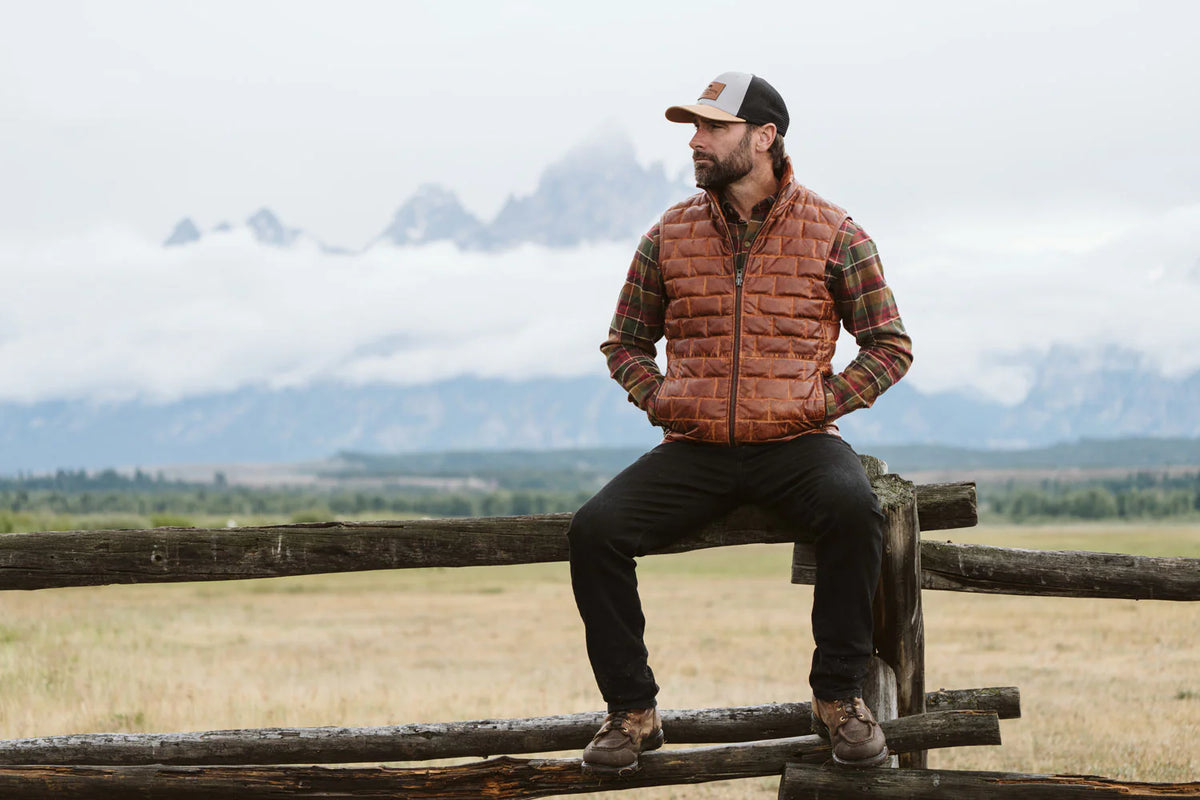 Brown Leather Puffer Vest