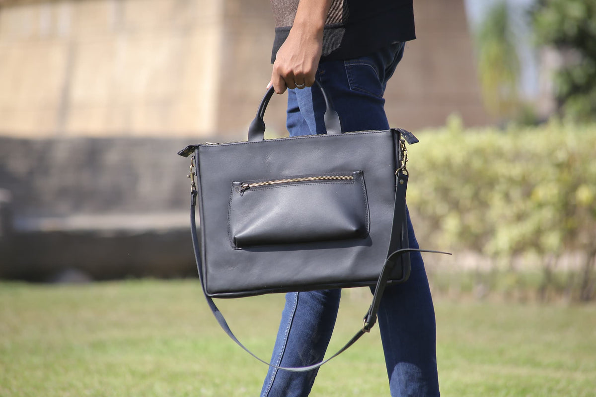 Ladies leather laptop Tote bag