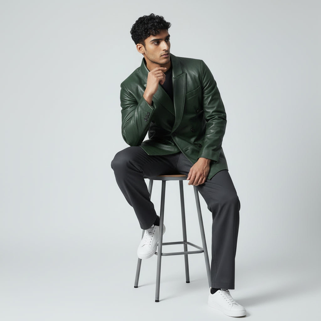 Green Leather Blazer