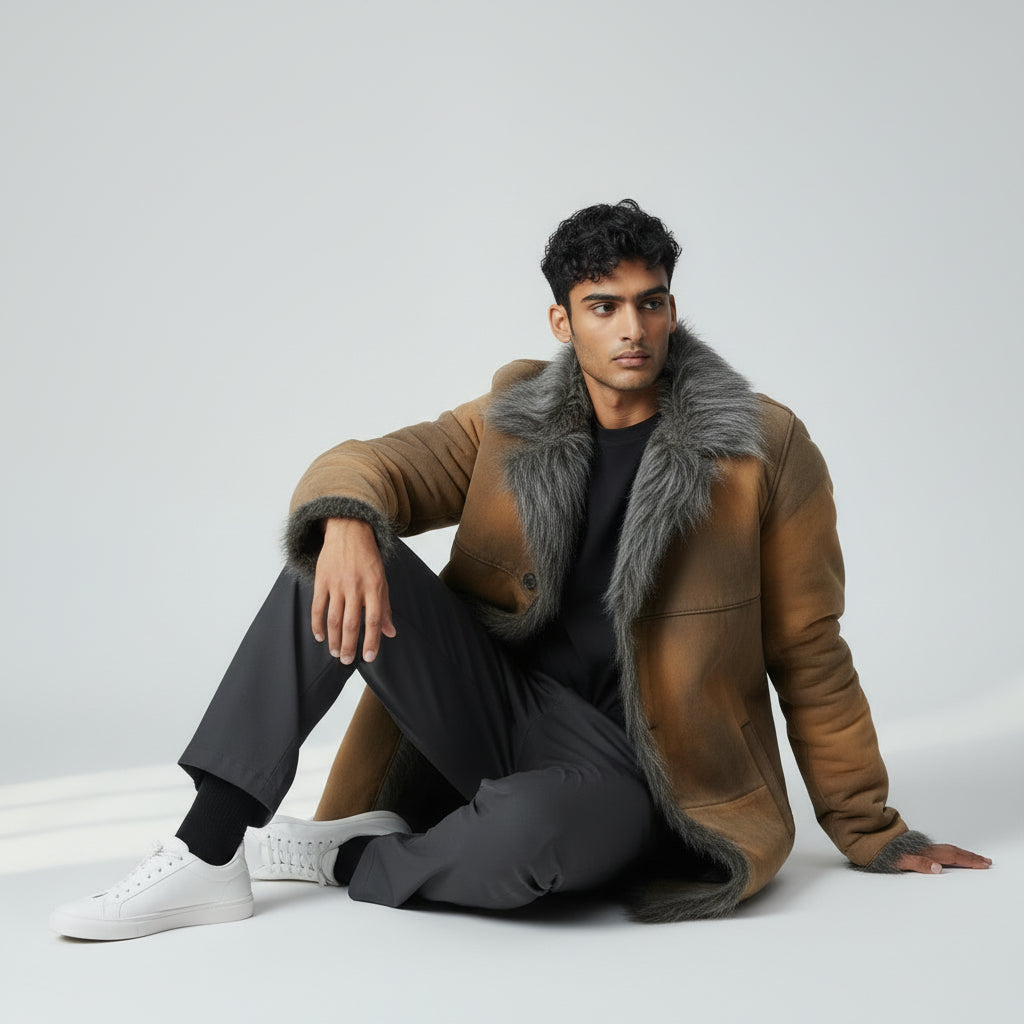 Luxurious Toscana Shearling Fox Fur Long Coat