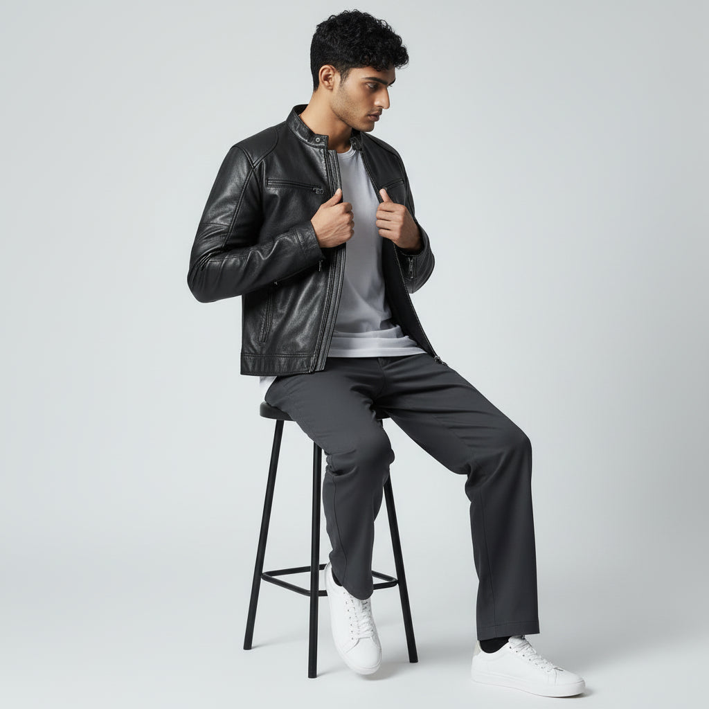Iconic Black Sheepskin Leather Jacket for Men