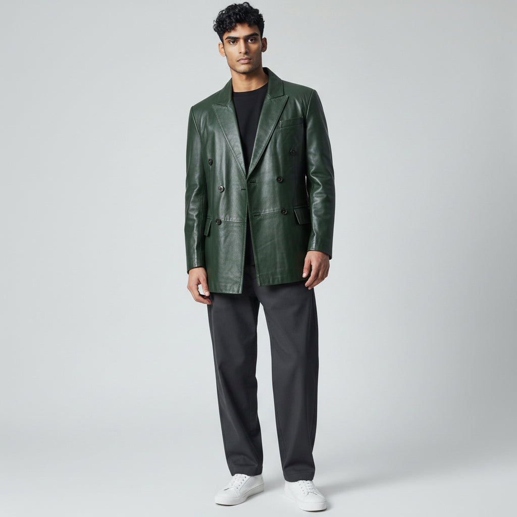 Green Leather Blazer