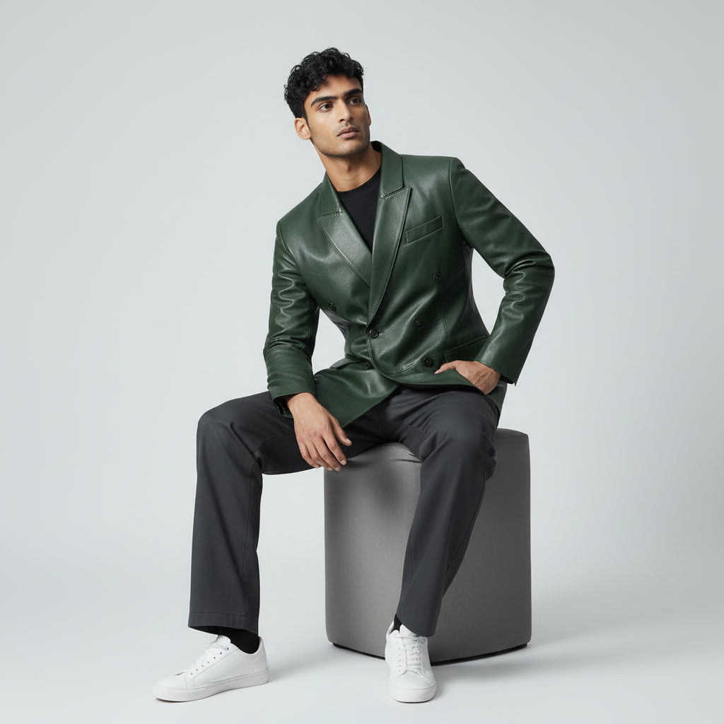 Green Leather Blazer