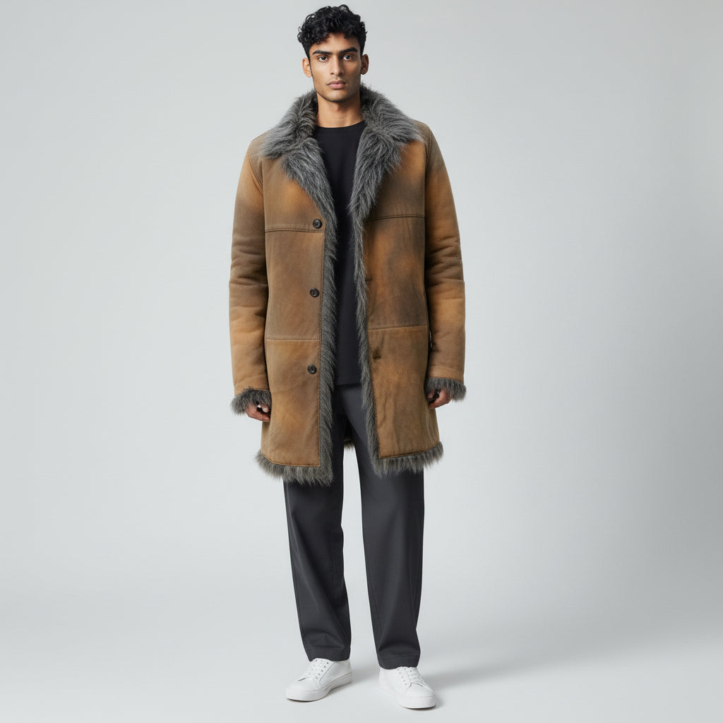 Luxurious Toscana Shearling Fox Fur Long Coat