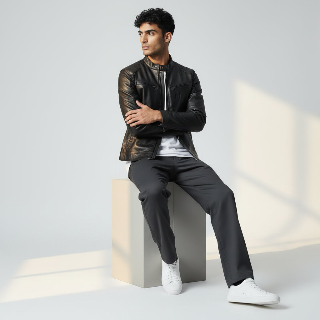 Iconic Black Sheepskin Leather Jacket for Men
